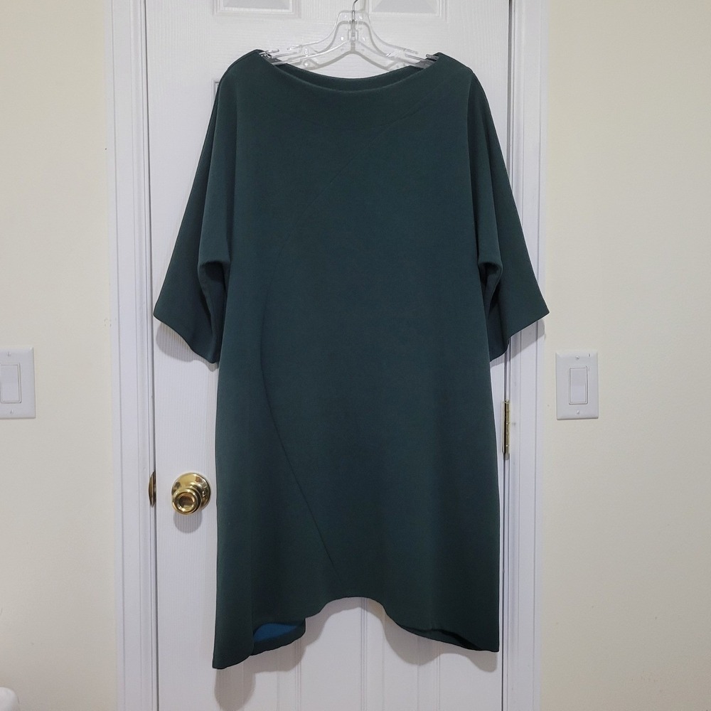 M Square Forest Green Ribbed Oversized Tunic Dress One Size OS Made in USA‎